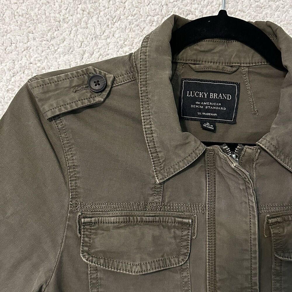 LUCKY BRAND Olive Utility Jacket Womens S Zipper & Snap Close Multi-pocket - Picture 13 of 16